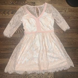 Soiéblu Pink Lace Patterned Dress